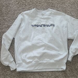 Champion Gray Crewneck Sweatshirt Cotton Blend Casual